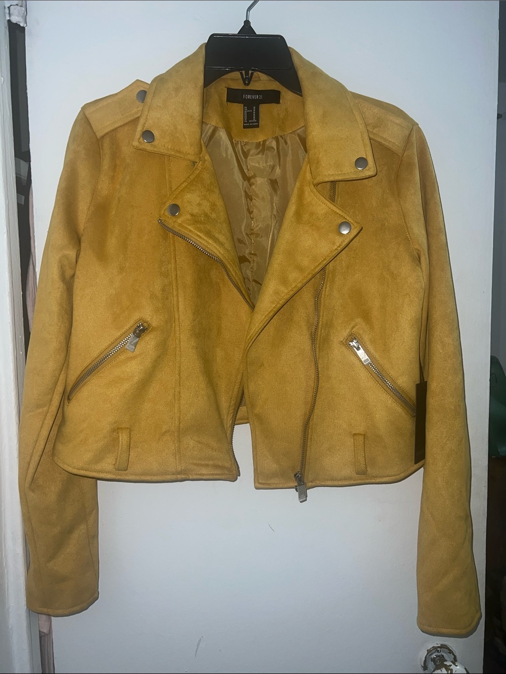 Forever 21 Yellow Suede Moto Jacket - Women's